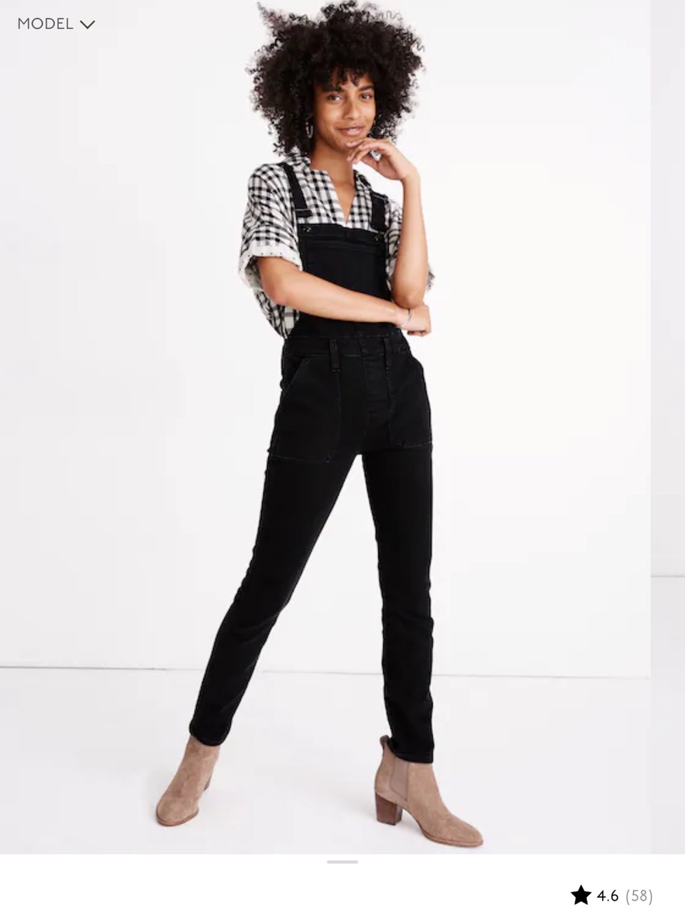 Madewell Black Slim Denim Overalls